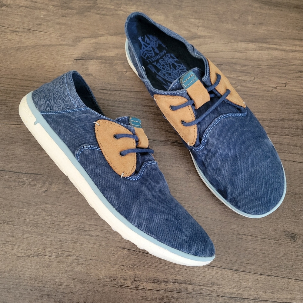 Merrell Duskair Blue Wing Lace Up Oxford Distressed Canvas Sneakers